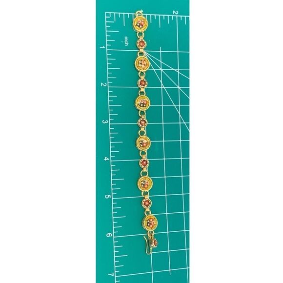 Yellow floral vtg mini micro mosaic bracelet 6.75” - Picture 2 of 9